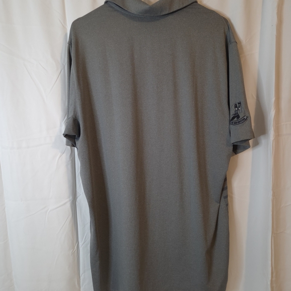 Nike Men's Charcoal Striped Golf Polo Dri-fit Shirt Mad Russian Patch Size L - Picture 6 of 7
